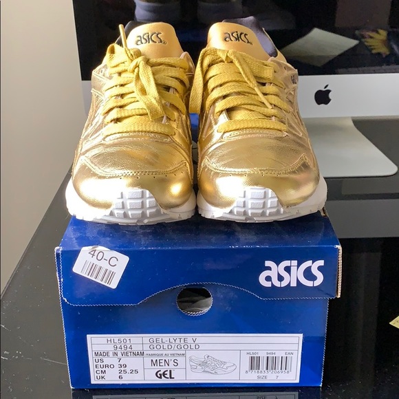 gold asics sneakers